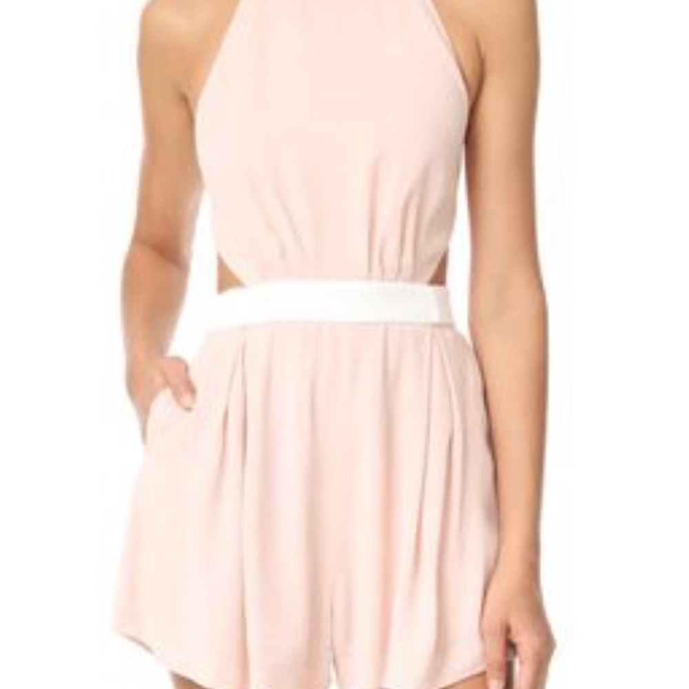 C/MEO COLLECTIVE pink cutout romper with white tie
